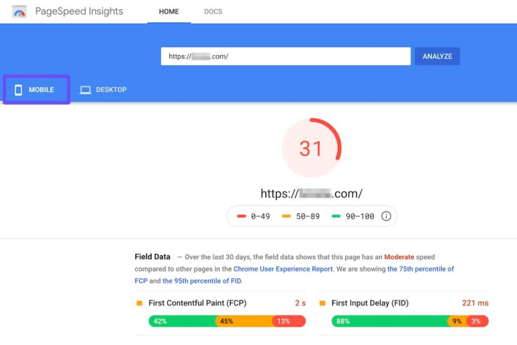 google pagespeed insights
